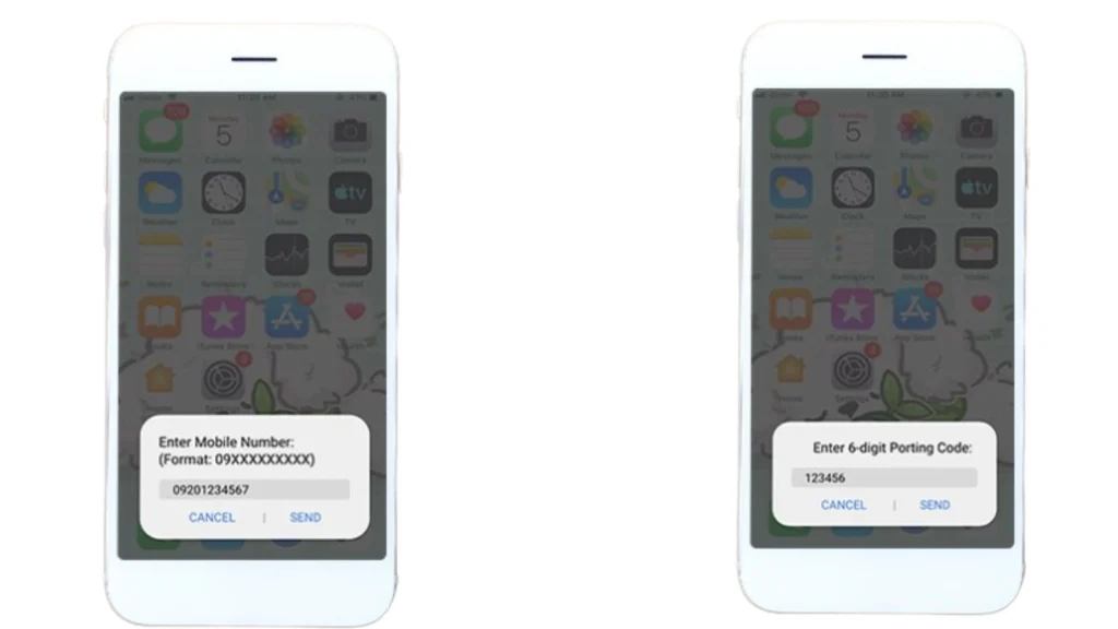 User enters Porting Code and restarts phone.